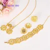 NOUVEAU pièces de monnaie éthiopiennes ensembles de bijoux avec 24 carats véritable jaune or massif GF pendentif collier boucles d'oreilles bague Bracelet de mariée mariage Women287S