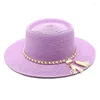 Berets Men Women Colorful Foldable Summer Straw Hat Wide Brim Fedora Sun Beach Porkpie Flat Top Outdoor