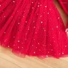 Robes de fille Noël 6M-5Y enfants filles robe vêtements dentelle garniture paillettes étoiles lune couches Tulle Flare manches longues avec bandeau