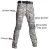 Calças de caça tático multicam camuflagem militar uniforme do exército calças caminhadas paintball combate carga com joelheiras