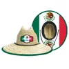 JAKIJAYI wholesale Playa Sombrero De Paja Para Hombre Verano Mexican Flag lifeguard beach Straw Hat for men women