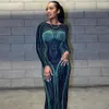 Casual Dresses Rands 3D Body Print Backless Maxi Dress Women Sexig långärmad Bodycon Robe Y2K Clubwear Party Outfits257p