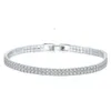 Lustre élégant plaqué or blanc, argent 925, Double pavage, rond, 2mm, 3mm, Moissanite, Bracelet de Tennis