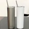 20oz glitter white sublimation straight skinny tumbler stainless steel vacuum slim cup with lid straw coffee mug Xlcxm