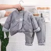 Vêtements d'hiver pour enfants, pull à manches longues, ensemble de sport épais en peluche, manteau Cardigan pour garçons et filles, pantalon long, deux pièces 231019