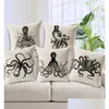 Kussen/decoratief kussen Inktvis Octopus Kussen Er Eenvoudig Dik Katoen Linnen Bank Scandinavië Vierkant Gooi Hoesjes Voor Slaapkamer Drop De Dh2Wo