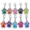 50pcs lot Bling dog bear paw footprint with lobster clasp diy hang pendant charms fit for keychains necklace bag making324V