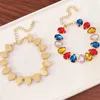 Link bransoletki metalowy duży łańcuch szklany Kamień dla kobiet kolorowe modne biżuteria akcesoria modne style prezenty MQ193