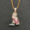 Hip Hop Pendants Jewelry Moissanite rope chain animal Owl Pendants charms necklace Men and Women