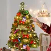 クリスマスの装飾50/55/60cmテーブルトップ人工クリスマスツリーキット小さなミニクリスマスツリーセットdiyクリスマスツリーデスク装飾飾り231019