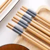 Chopsticks återanvändbara kinesiska klassiska trä traditionella vintage handgjorda naturliga blommor bambu sushi -verktyg