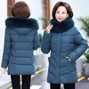 Women's Trench Coats Fashion Cotton-padded Womens Short Down Jacket Western-Style Mothers Hooded Coat With Large Fur Collar Warm Jacke