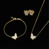 VAF 18K Gold Fashion Classic Sweet 4 Four Leaf Clover Butterfly Armband örhängen Halsbandsmycken Set för S925 Silver Van Women280H