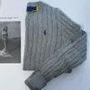 Ralphs Designer Sweter Laurens Oryginalna jakość kucyka etykieta Pure Cotton Fried Cough THE TRIS Haft dookoła szyjka Pullover Slim Sweter z długimi rękawami