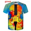 Men's T Shirts 2023 Summer Fashion Funny Guitar 3D Printed Shirt Hip Hop Music Short Sleeve Tops