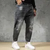 Jeans da uomo moda taglie forti pantaloni jeans casual da uomo strappati pantaloni larghi larghi effetto consumato streetwear hiphop harem