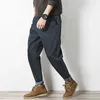 Men's Jeans Japan Style Men Harem Denim Tappered Joggers Pants Casual Slim Small Cuff Black Trousers Big Pockets Man Clothes