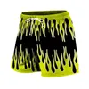 Shorts masculinos 2023 chama impressa casual verão correndo fitness tendência de secagem rápida calças curtas soltas treinamento de basquete