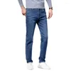 Erkek Kotları Sonbahar Düzenli Düz Klasik Duman Denim Pantolon Yüksek Bel Pamuklu Streç Business Sıradan Pantolon 28-42