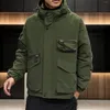 Men's Jackets Fall/Winter Casual Hooded Solid Top Simple Sports Zipper Coat Pocket Baseball Clothes Flight Overcoat Windproof