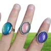 Large oval crystal mood ring Jewelry high quality stainless steel color changing ring adjustable298m4662736