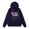 S55der Young Thug 5555 Men Women Hoodie High Quality Foam Print Spider Web Graphic Pink Sweatshirts Pullovers S-XL