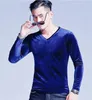 Men's T Shirts 2023 Autumn Men Fashion Long Sleeves Velour T-shirts Hip Hop Large Size Tops M-6XL 7XL V-Neck Solid Velvet