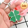 1pc Creative Lucky Four-leaf Clover Keychain Charms Bag Pendant Accessories Couple Cute Metal Foliage Shape Car Key Ring Gift