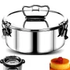 Stampi da forno Stampo per flan Stampo per flan in acciaio inossidabile 304 con coperchio e manico Capacità 1,5 QT Flanera Flan Maker Tortiera rotonda portatile Cottura 231018