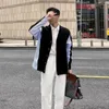 Herrtröjor man kläder svart randig stickad för män cardigan kappa skarvningsjacka löst fit koreansk mode casual tröjor kul