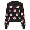 Damessweaters Kerst Lelijke trui Schattig Fuzzy Santa-patroon Casual tops voor dames Trui met lange mouwen Ronde hals Los