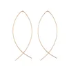 Stud Earrings Minimalist Fish Shape Drop For Women Hollow Out Metal Cross Connection Trendy Statement Simple Long Jewelry