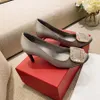 Top quality rhinestone buckle silk Round-toe womens pumps Kitten heels sandal 65mm stiletto heels Luxury designer Dress shoes womens Wedding shoes Office shoes
