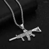 Pendant Necklaces Iced Out Gun Tennis Choker Stainless Steel For Women Men Punk M4 Jewelry Wholesale