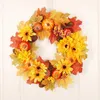 Couronnes de fleurs décoratives Couronnes d'automne pour porte d'entrée Couronne d'automne de 45 cm avec baies, citrouille, feuilles d'érable, décoration du festival de la récolte de Thanksgiving 231019