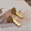 Fashion Designer Earrings V Letter Banshee Medusa Head 18K Gold Plated Womens VE22 Charm289I