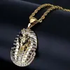 18K Gold & Silver Iced out Egyptian Pharaoh copper Crystal Zircon Diamonds Pendant Necklace Vacuum Plated Jewelry pop Necklace282a