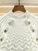 2023 Autumn/Winter New Commuter M Family Lazy Stand Neck Shoulder Buckle White Thread Loose Knitted Sweater