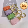 Cumstom Letters French Sheepskin Car Key Chain Women Delicate Leather Pendant High-end Keychain Lovely Leather Rope Key Holder