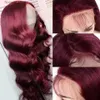 Perucas sintéticas 13x4 Glueless 99J Borgonha Lace Front Perucas de Cabelo Humano para Mulheres Brasileira Onda Corporal Cabelo Vermelho Perucas HD Lace Frontal Perucas Remy Q231019