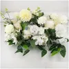 Ghirlande di fiori decorativi Peonie di seta artificiale di lusso Rose Flower Row Disposizione Forniture per arco di nozze Sfondo Centerpiec Dhjob