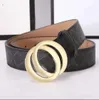 Designer Belt lyxiga kvinnors herrbälten Fashion Classical Bronze Big Smooth Buckle Real Leather Strap 3.8 cm svart färg Matchande presentförpackning Jul