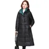 Women's Leather Genuine Real 2024 Winter Haining Down Jacket Coat Medium Length Sheep Skin Warm