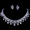 Emmaya Zircons Högkvalitativ vitguldfärg Cubic Zirconia Bridal Wedding Necklace and Earring Set Party Gift 220224261U