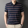 Polo da uomo di alta qualità estiva risvolto a righe business designer cool senza cuciture polo casual traspirante top a maniche corte M-3XL