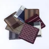 Bow Ties Veektie Marka Bowtie Cep Meydanı Erkekler İçin Set Pamuk Mendili Hanky ​​Vinatge Retro Kontrol Çizgili Dikiş Renk Smokin Mavi