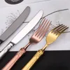 Servis sätter 4st högkvalitativ restaurang Premium Wedding Metal Gold Cutery El Plated Flatware Spoon Knife Fork