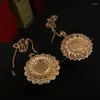 Collares colgantes Argelia Joyería de boda Collar chapado en oro Señoras marroquíes Calado Metal Arabesque Hoja Cadena larga para mujeres