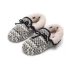 Slipare Nordic Scottish Cuff-Heeled Cotton Slippers Sticked Warm Rubber Sole Non-Slip Lamb Wool Ladies Winter Home Shoes 231019