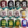 Homme Retro Hockey 35 Giguère Jerseys 33 Greg Goldberg 96 Charlie Conway 99 Adam Banks Vintage Classic Movie Green 1993 Vintage Red Black Stitch Pure Cotton Team